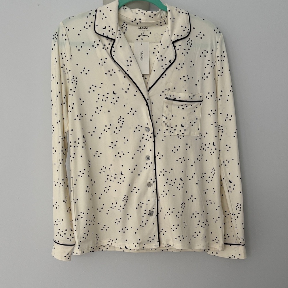 Cream Pajama Set with Black Polka Dots